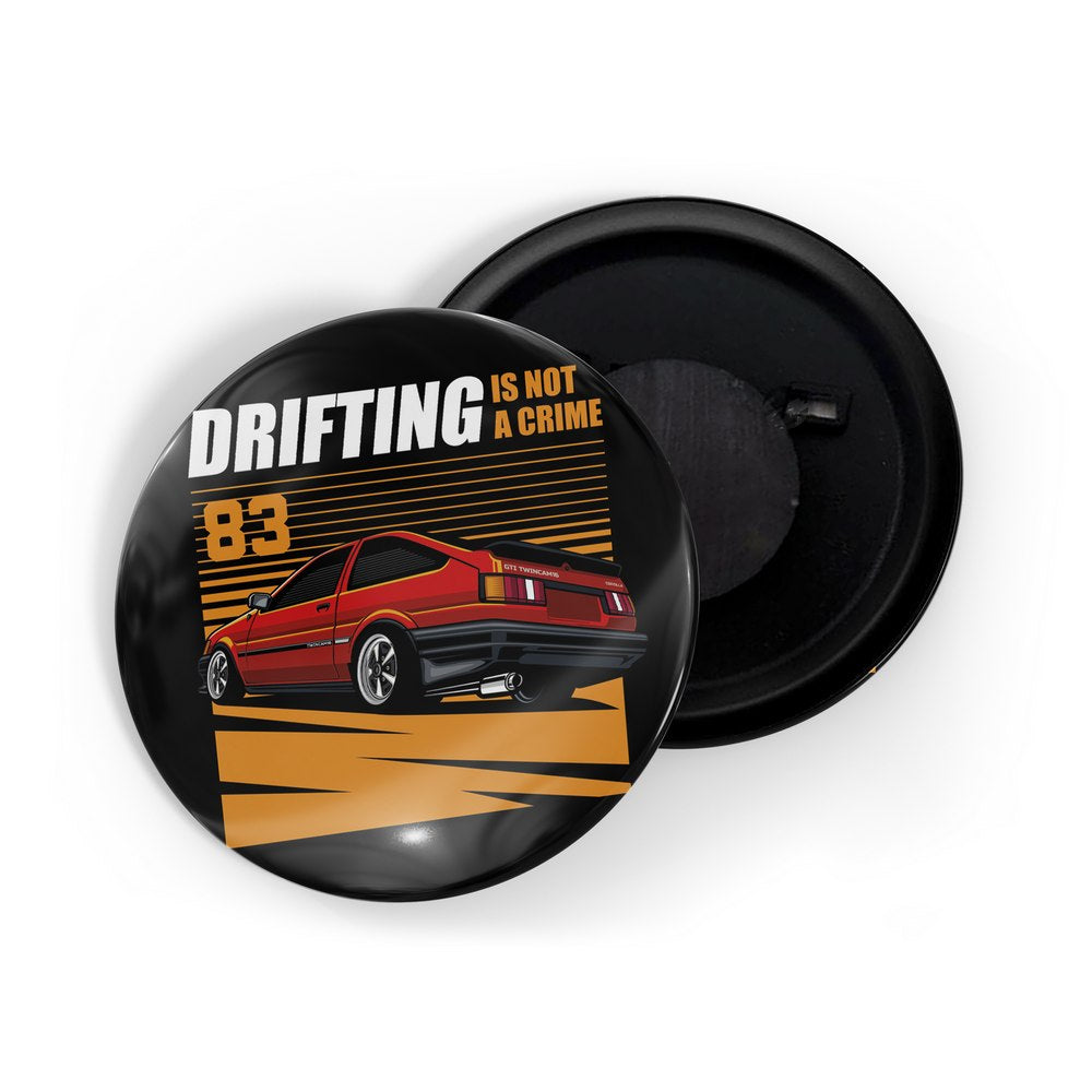 dhcrafts Fridge Magnet Black Classic legend Vitnage Car Automobile D13 Glossy Finish Design Pack of 1 (58mm)